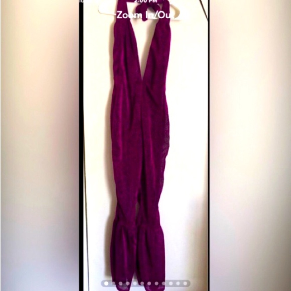 🟤Woman’s Purple one piece Sheer Selena jumpsuit.